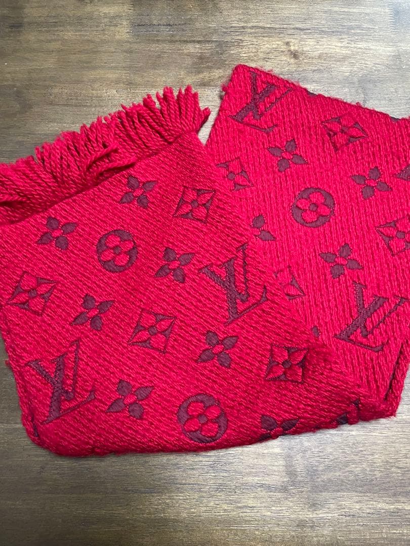 ルイ・ヴィトン マフラー　ロゴマニア　レッド　M72432 ヴィトン