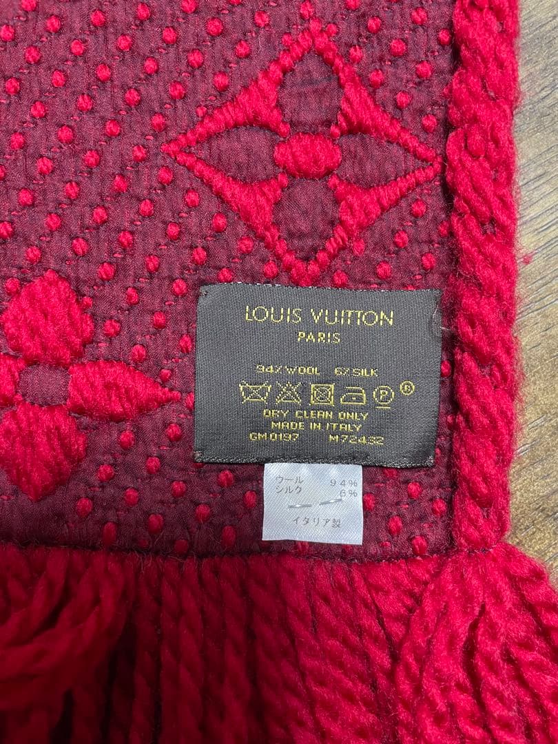 ルイ・ヴィトン マフラー　ロゴマニア　レッド　M72432 ヴィトン