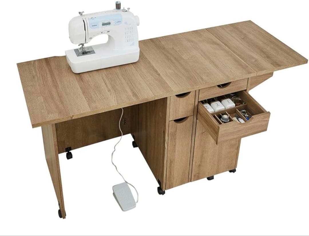 美品 ミシン台 作業台 伸縮 折りたたみ コンパクト LOWYA