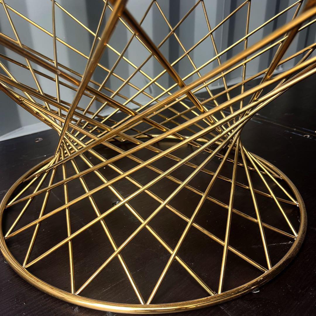 取付無料！フランフラン マーリア クリア×ゴールド ガラス円形コーヒーテーブル✨