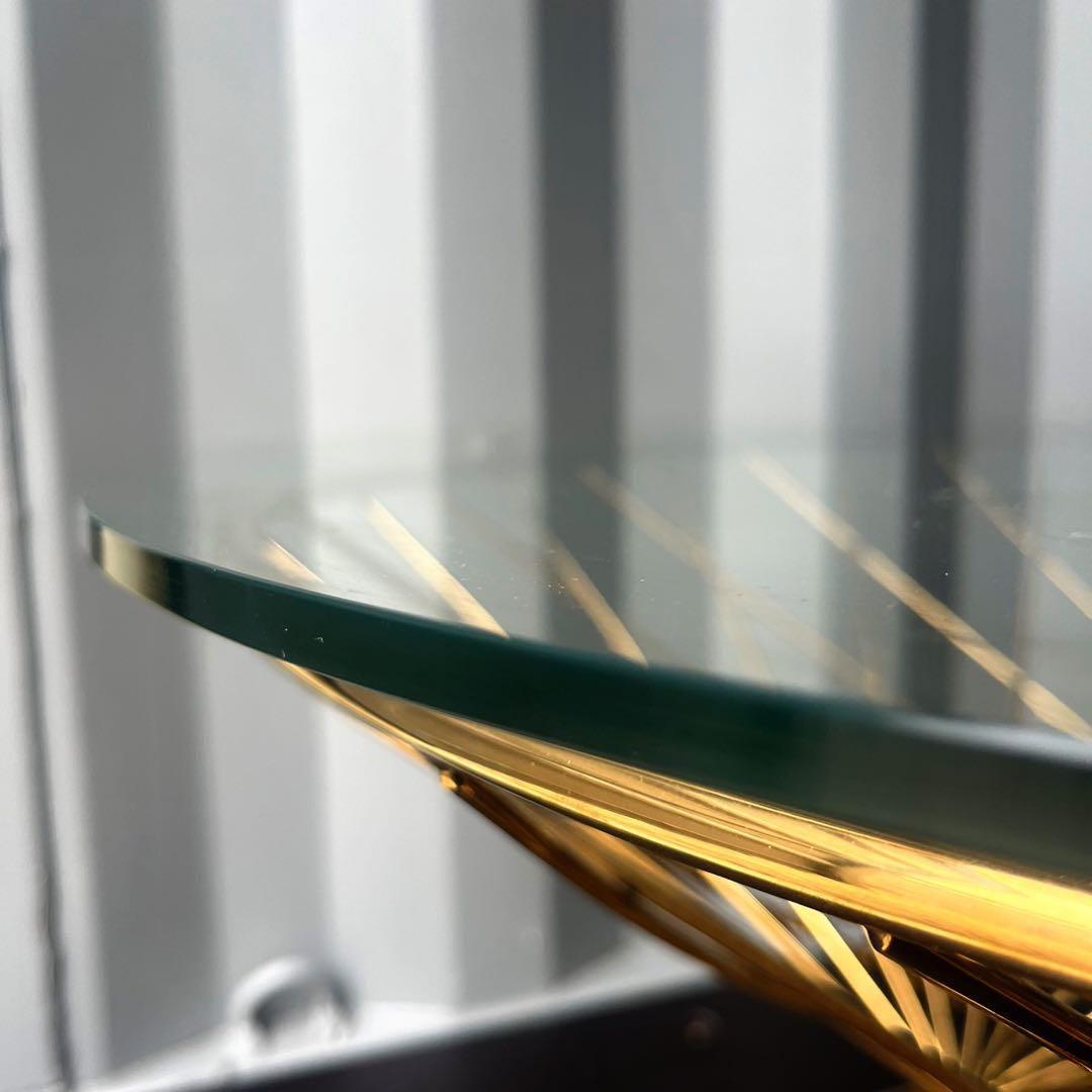 取付無料！フランフラン マーリア クリア×ゴールド ガラス円形コーヒーテーブル✨