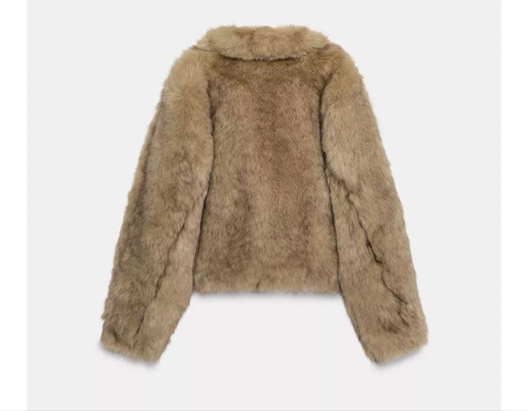 ZARAショート丈ブラウンフェイクファーコート