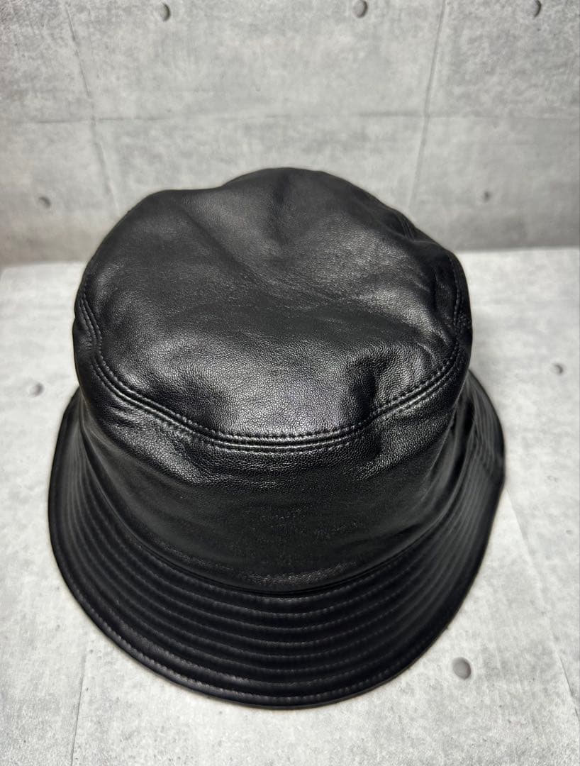 美品　COACH ブラック レザー　バケットハット M