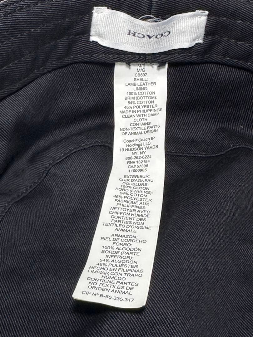 美品　COACH ブラック レザー　バケットハット M