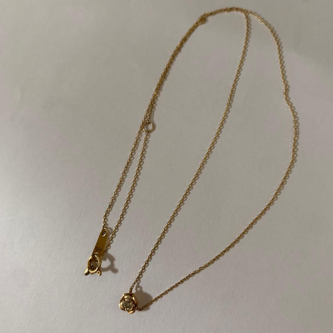 M*8様 K10 一粒ダイヤモンドネックレス バラ(ローズ)モチーフペンダント