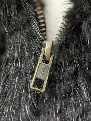 070　ミンク　毛皮　フード付き　ポンチョコート　マント　ジップ　リアルファー