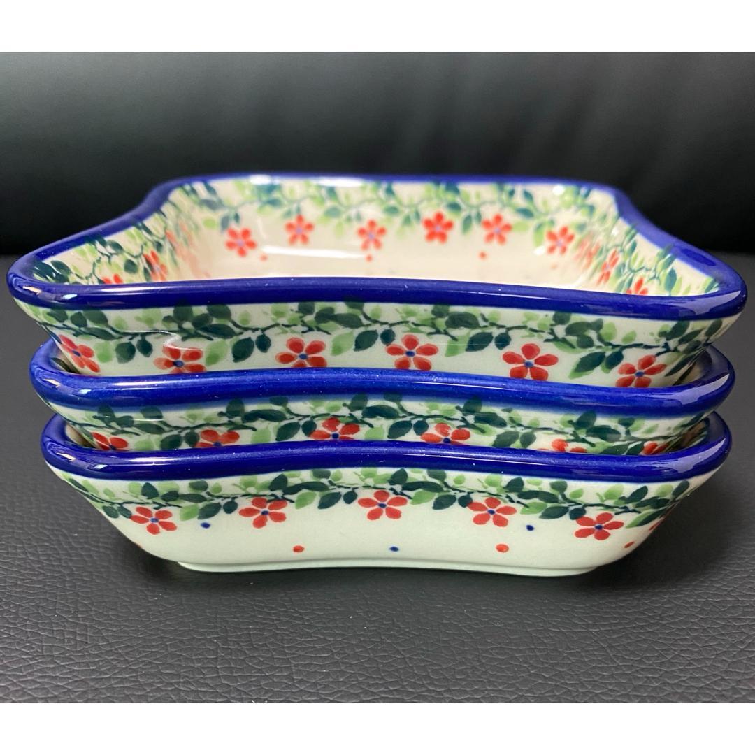 ポーリッシュポタリー　ポーランド食器　小皿 角皿 小鉢 姫 セラミカ