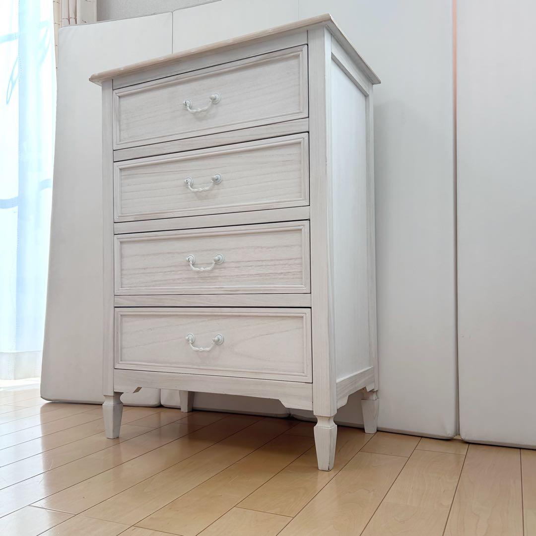 プロカントシリーズ　アンティーク調　チェスト　4段　フレンチカントリー　ホワイト