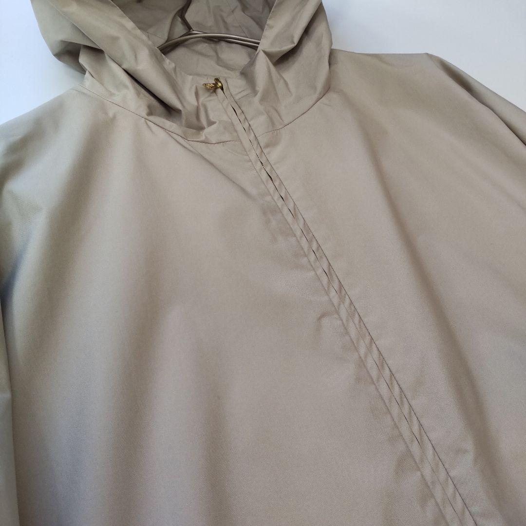 美品 エブール シルクポリナイロン フーデッド ロングコート ジップアップ 38