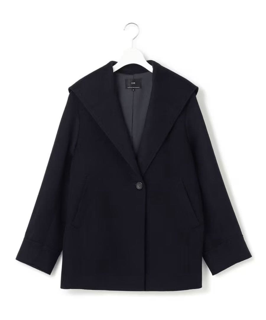 【23区】ウールカシミヤビーバー フード付き ショートコート