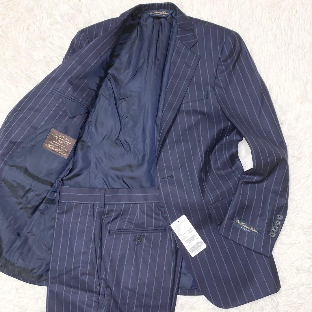 新品 ブルックスブラザーズ カノニコ社生地 スーツ ストライプ ネイビー M相当