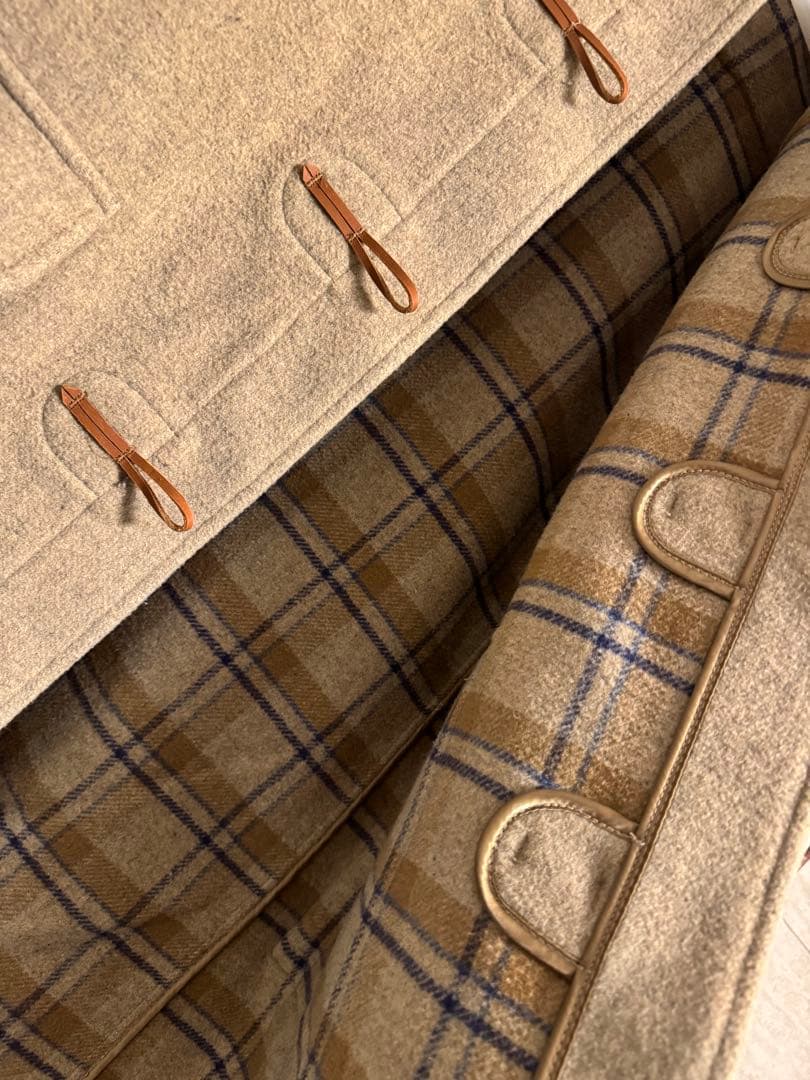 【希少なカシミア混】グローバルオール ダッフルコート 英国製 明るめのベージュ