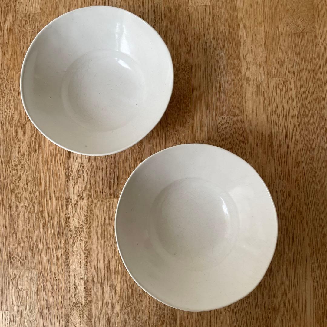 安藤雅信　リムボウル　イタリアボウル　白乳艶釉薬　2客