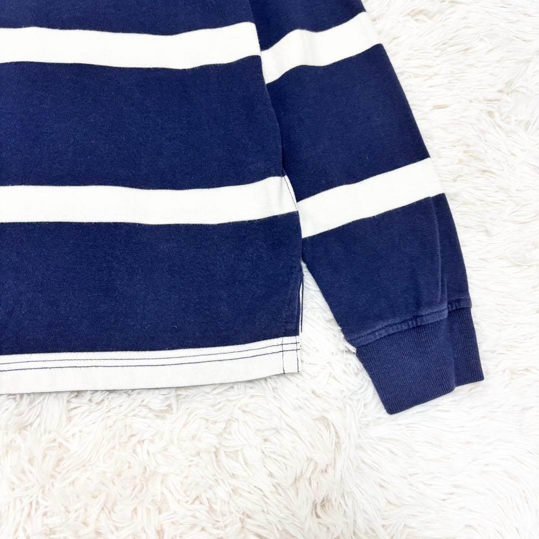 ポロバイラルフローレン ラガーシャツ ボーダー 常田着用モデル ネイビー 白 M