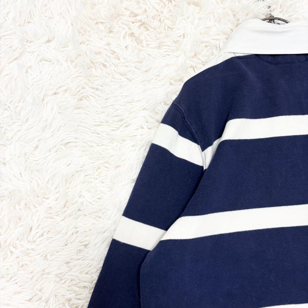 ポロバイラルフローレン ラガーシャツ ボーダー 常田着用モデル ネイビー 白 M