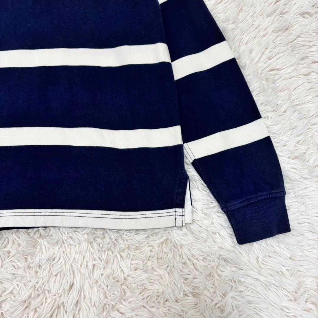 ポロバイラルフローレン ラガーシャツ ボーダー 常田着用モデル ネイビー 白 M