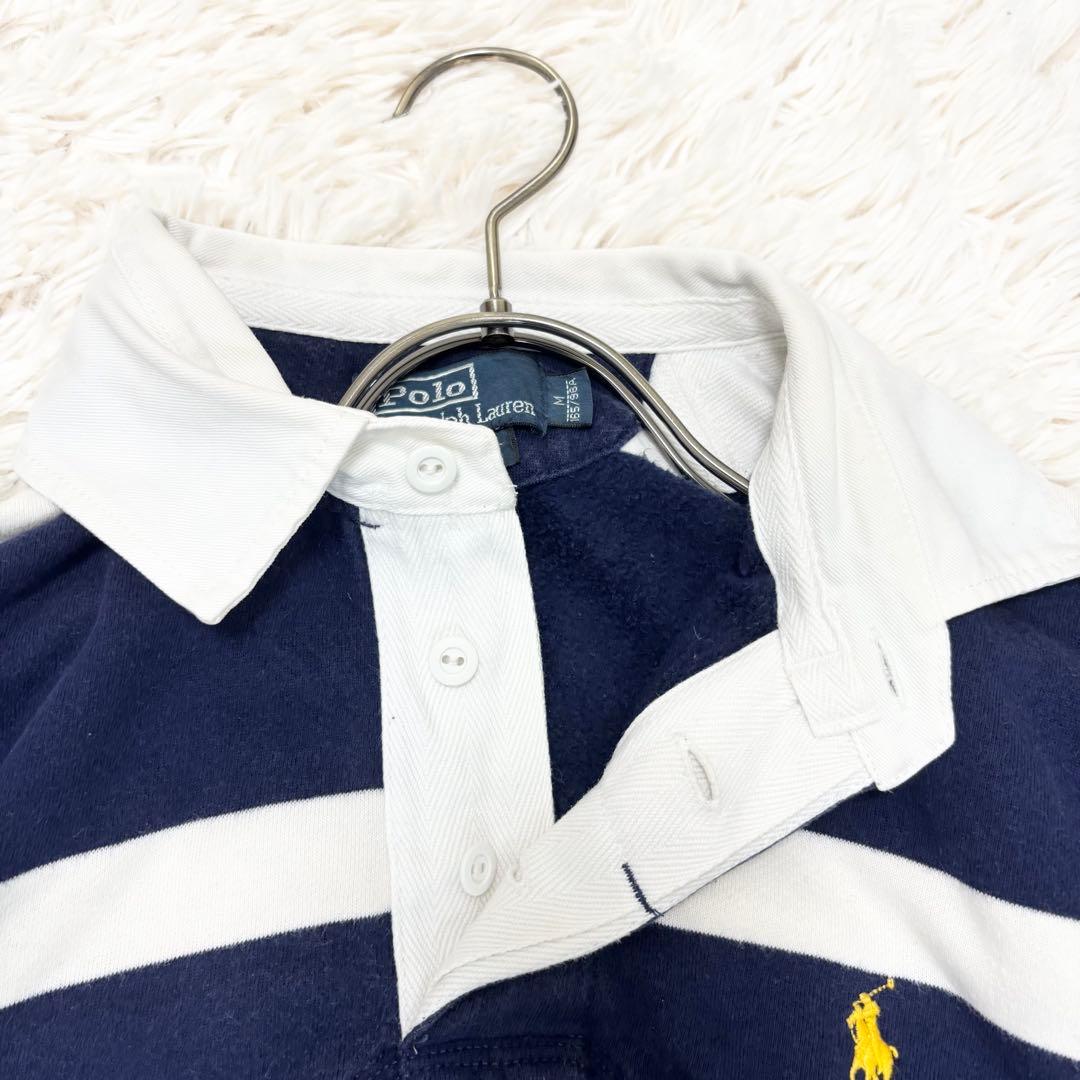 ポロバイラルフローレン ラガーシャツ ボーダー 常田着用モデル ネイビー 白 M