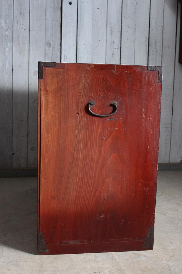 綺麗な丸金具庄内箪笥　3段　中桐　タンス　収納　古家具　古民家　時代家具