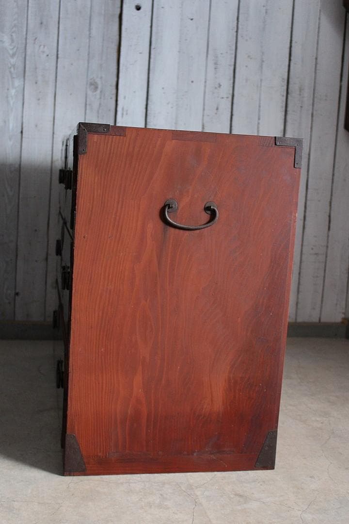 綺麗な丸金具庄内箪笥　3段　中桐　タンス　収納　古家具　古民家　時代家具