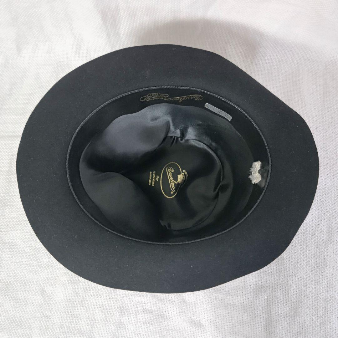 伊製ボルサリーノBorsalinoラビットファーフェルト中折れハット61ブラック