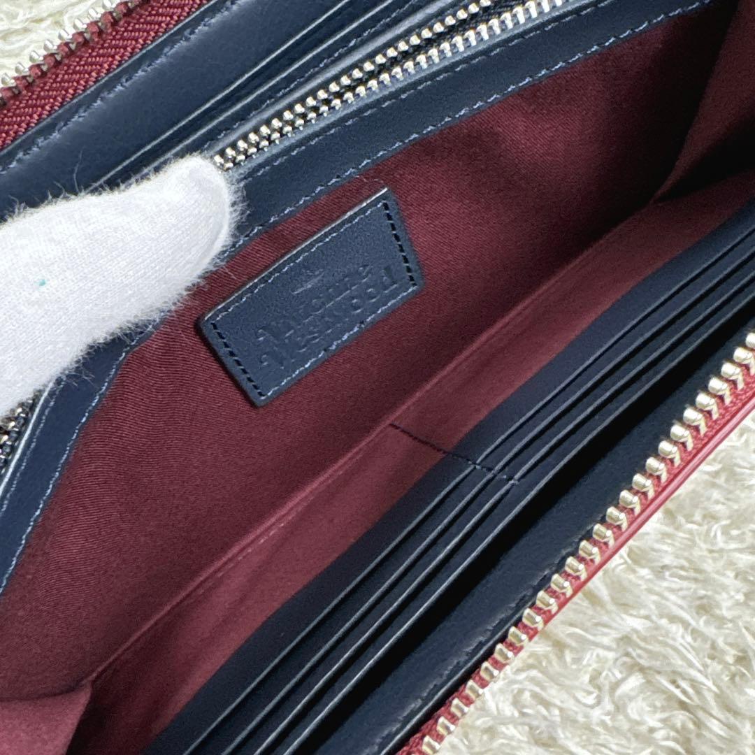 新品級✨ヴィヴィアンウエストウッド　長財布 カラーステッチ オーブ　ロゴプレート