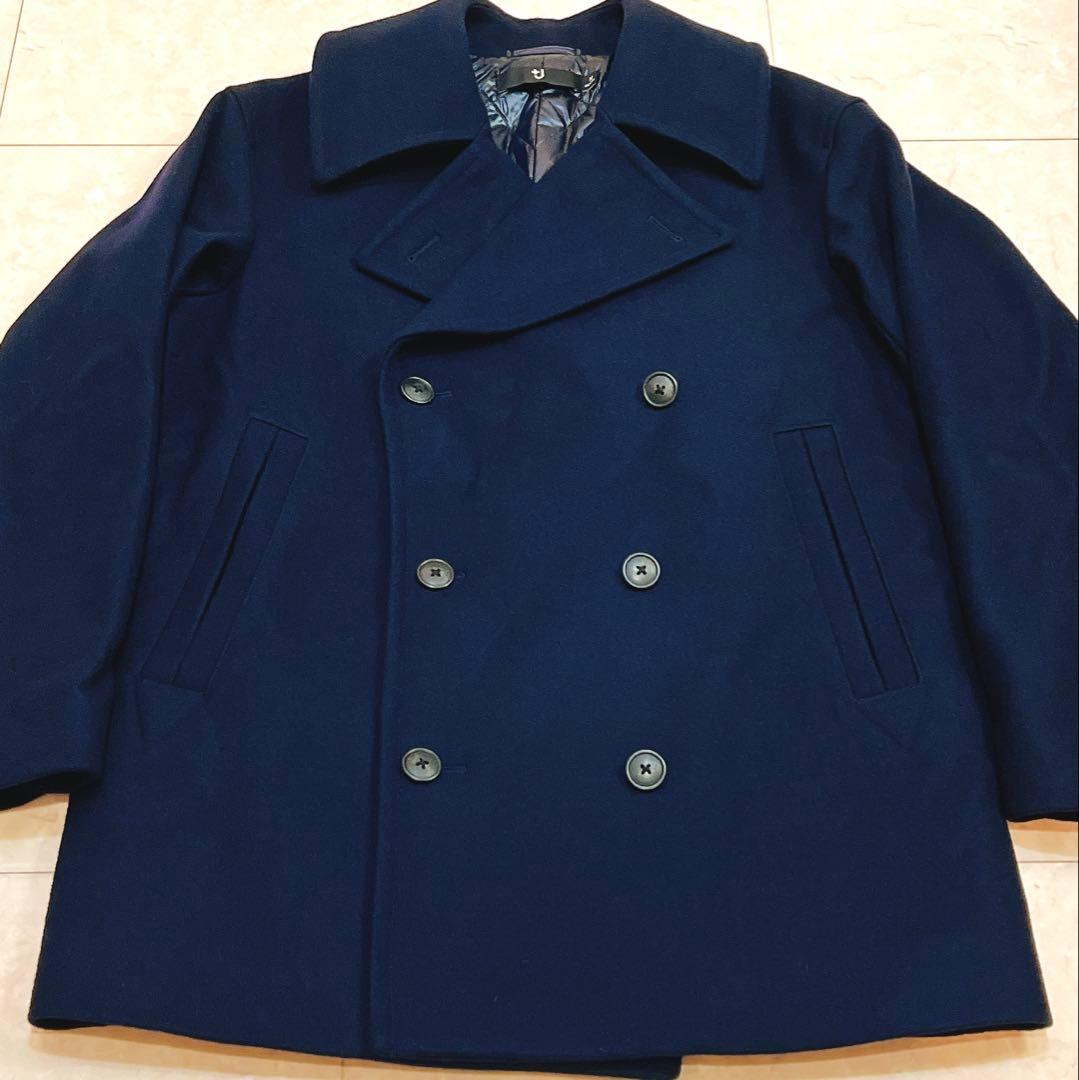ユニクロ +J ジルサンダー ウールブレンド オーバーサイズ ピーコート M 紺