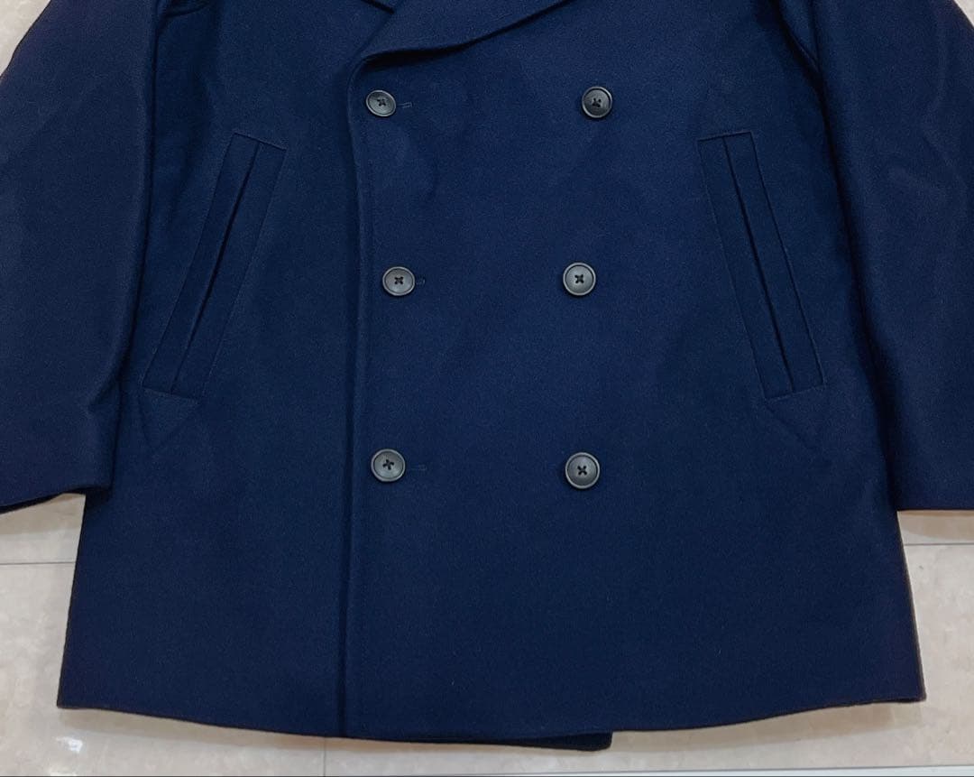 ユニクロ +J ジルサンダー ウールブレンド オーバーサイズ ピーコート M 紺