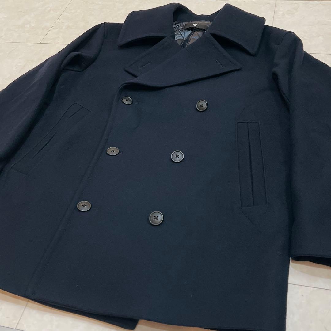 ユニクロ +J ジルサンダー ウールブレンド オーバーサイズ ピーコート M 紺