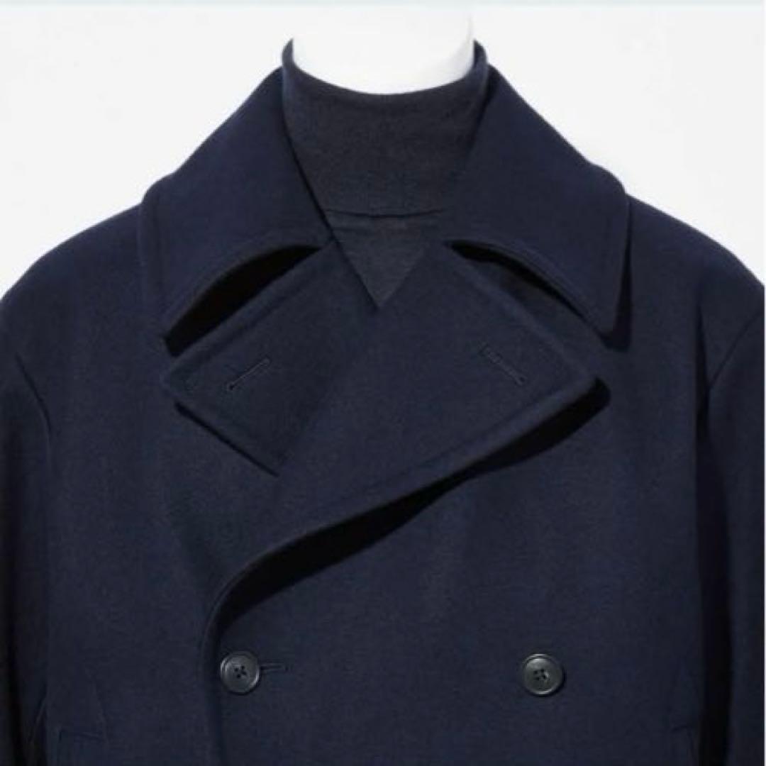 ユニクロ +J ジルサンダー ウールブレンド オーバーサイズ ピーコート M 紺