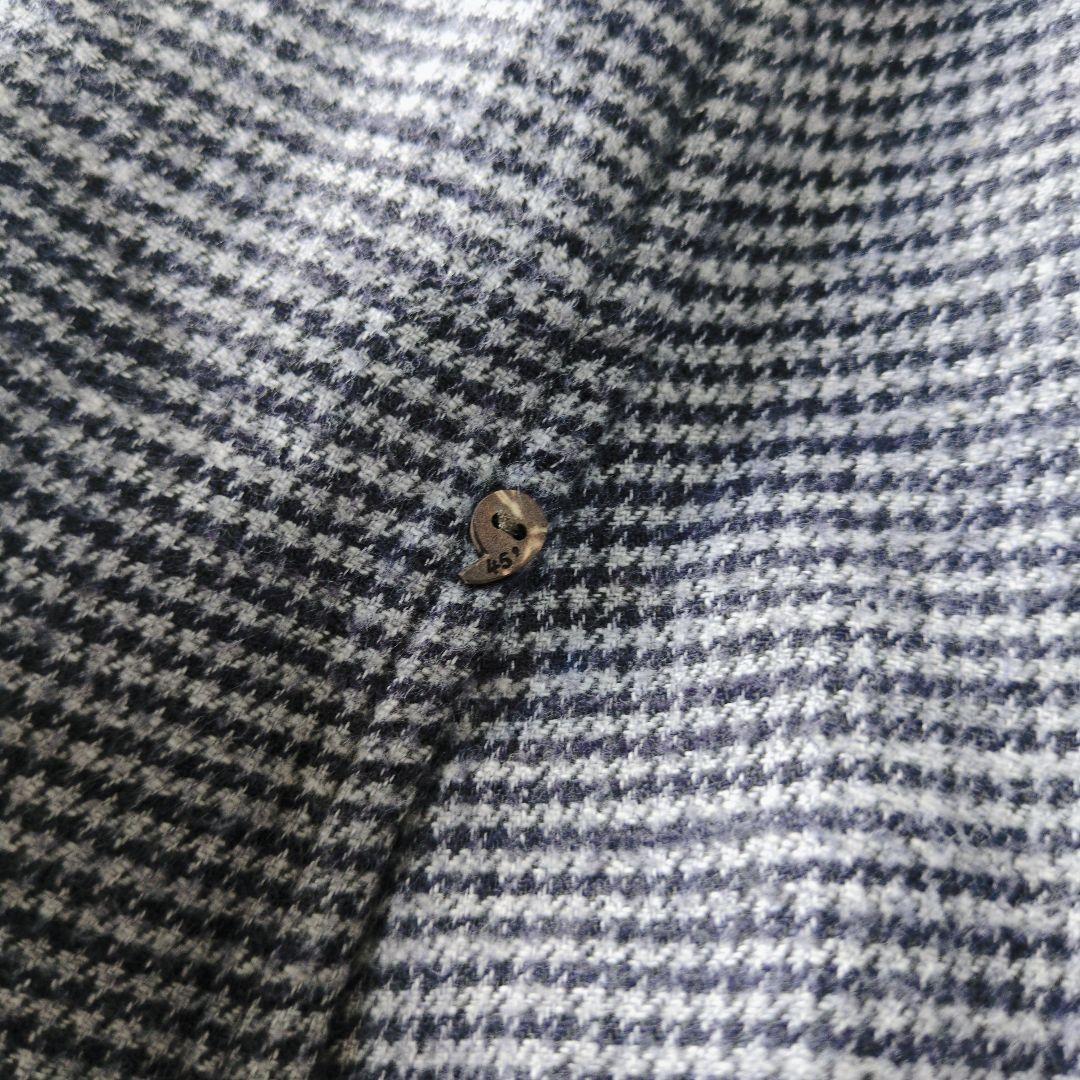 45R　フランネルシャツチュニック　フレアシルエット　千鳥格子　ゆったり　日本製