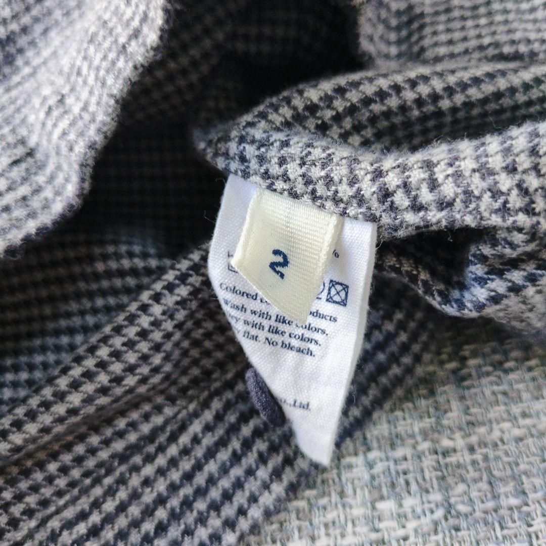 45R　フランネルシャツチュニック　フレアシルエット　千鳥格子　ゆったり　日本製