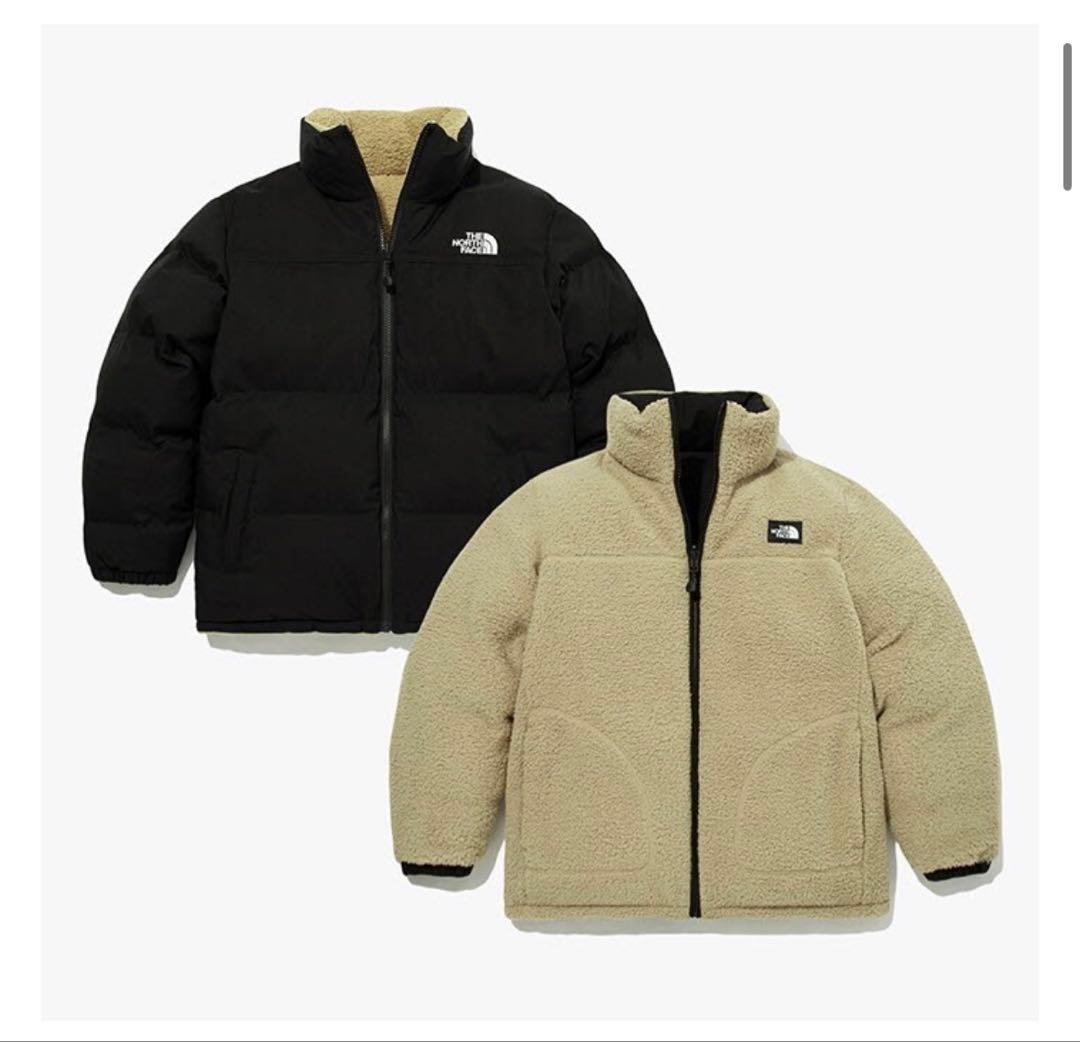 【美品】ノースフェイス　リバーシブル ダウン　黒　150 レディース　S