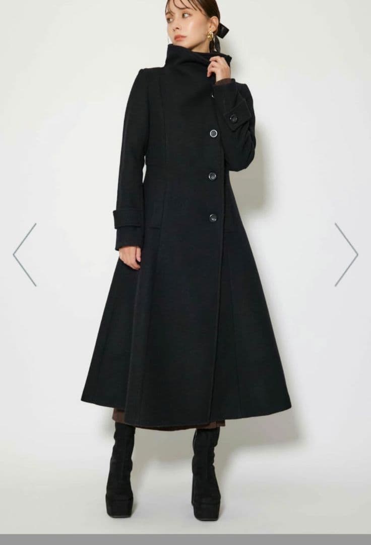 3回着用★rienda定番の大人気シンデレララインコート★Sサイズ ブラック