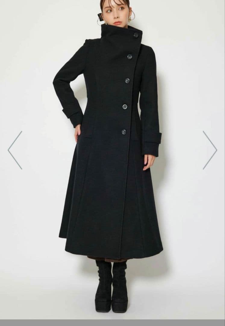 3回着用★rienda定番の大人気シンデレララインコート★Sサイズ ブラック