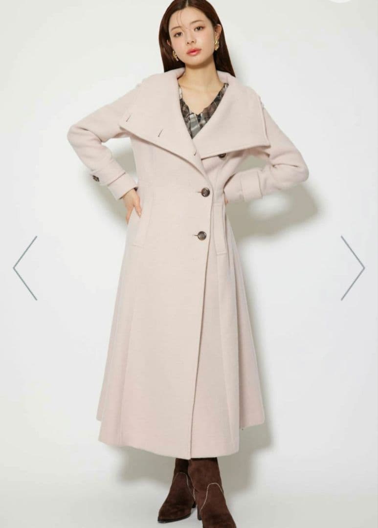 3回着用★rienda定番の大人気シンデレララインコート★Sサイズ ブラック