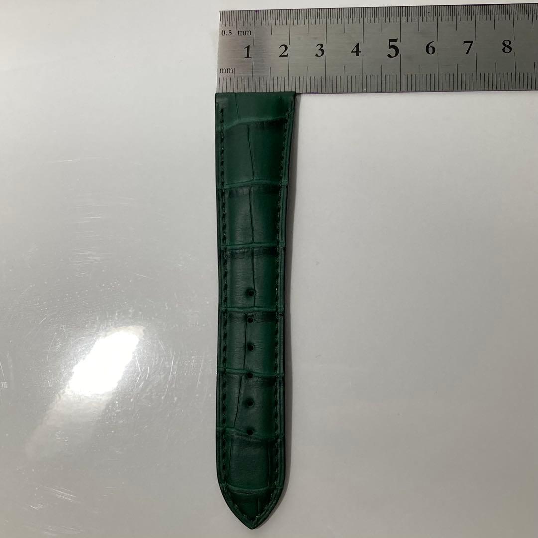 【ジャンルソー】アリゲーター竹斑ストラップ　グリーン　革ベルト　レザーベルト