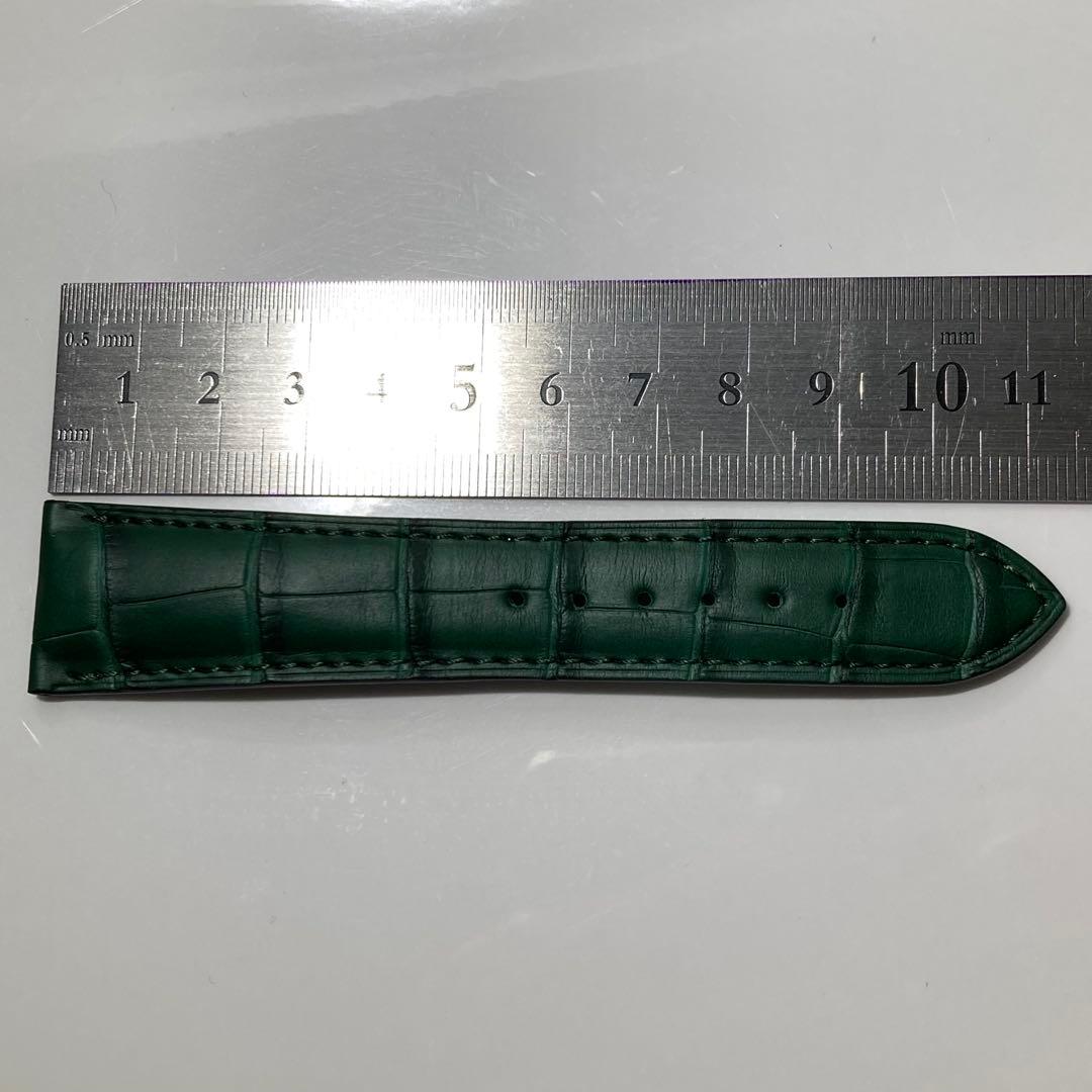 【ジャンルソー】アリゲーター竹斑ストラップ　グリーン　革ベルト　レザーベルト