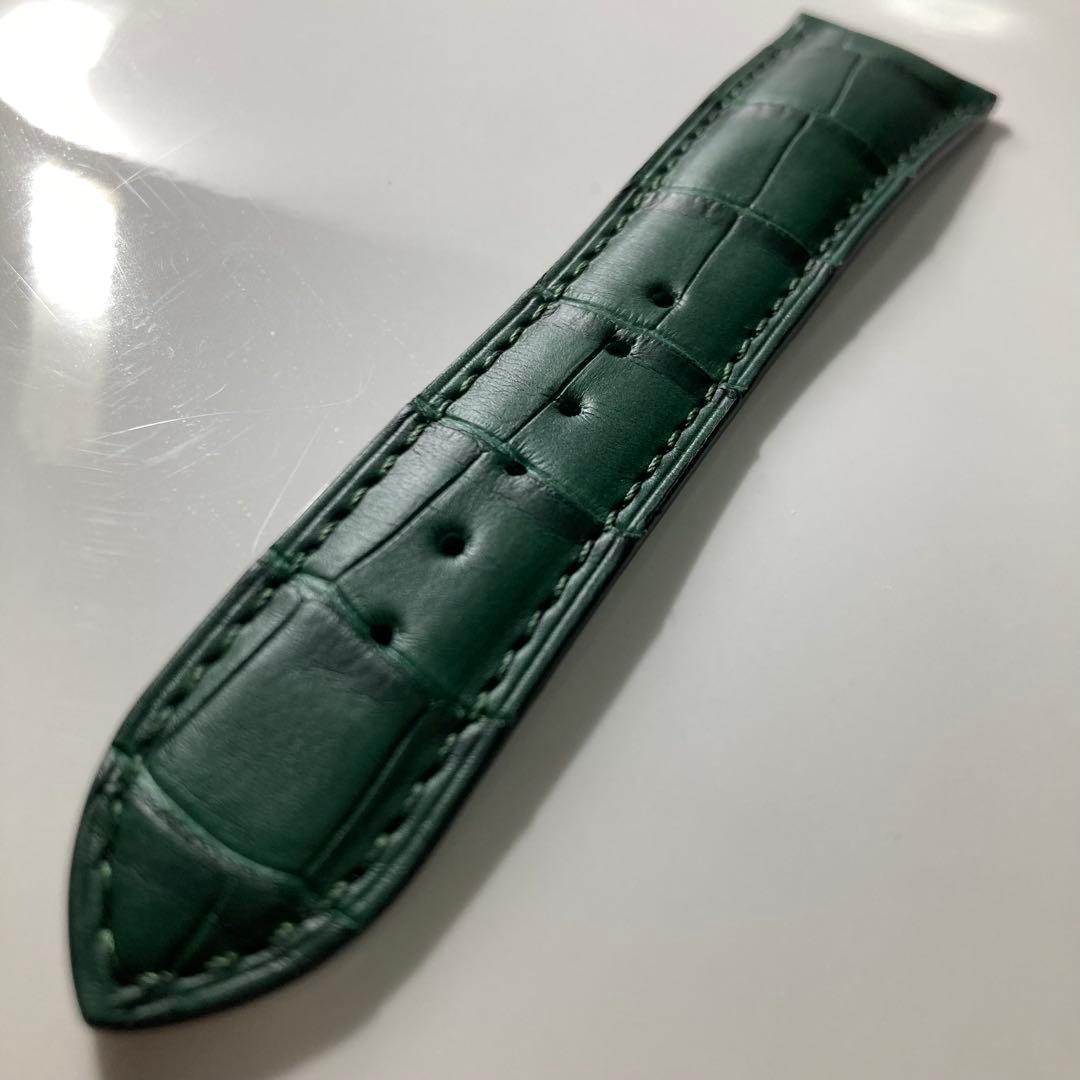 【ジャンルソー】アリゲーター竹斑ストラップ　グリーン　革ベルト　レザーベルト