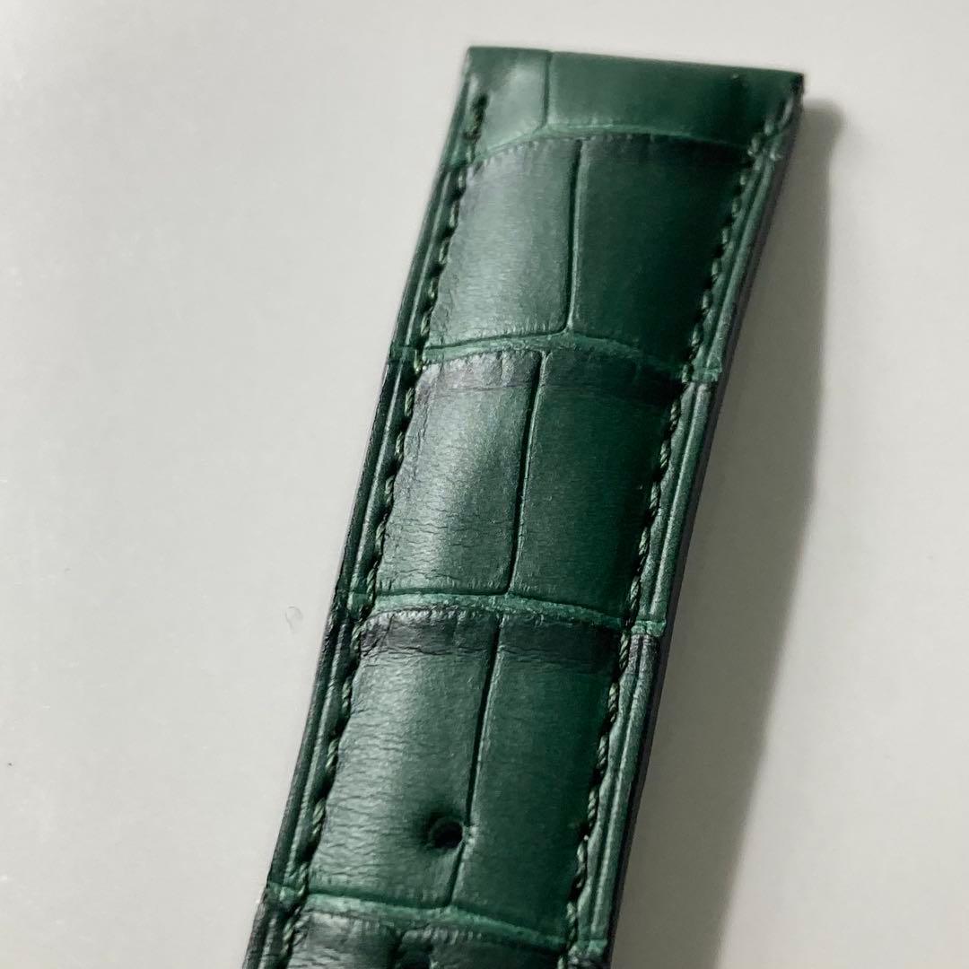 【ジャンルソー】アリゲーター竹斑ストラップ　グリーン　革ベルト　レザーベルト