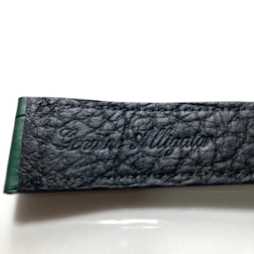 【ジャンルソー】アリゲーター竹斑ストラップ　グリーン　革ベルト　レザーベルト