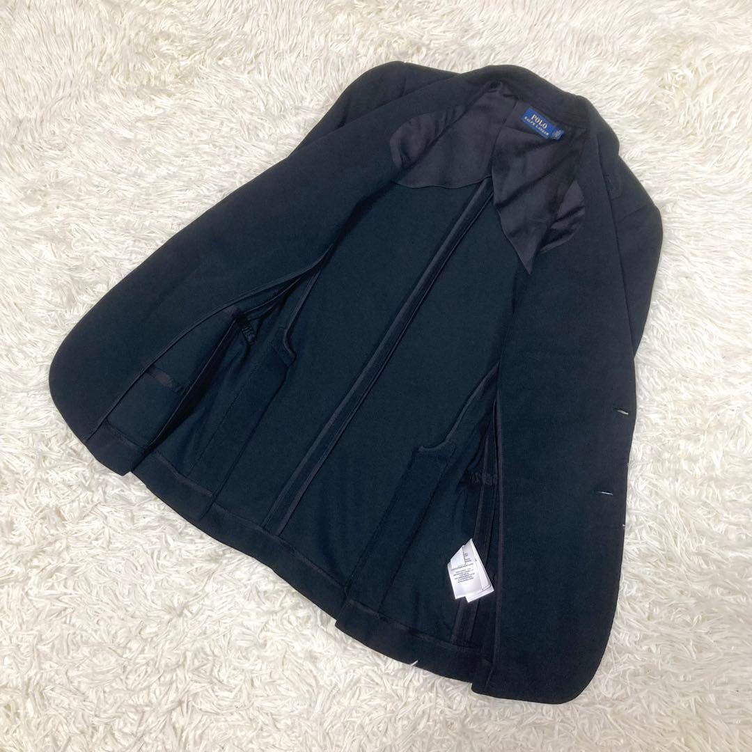 ポロラルフローレン　テーラードジャケット　PRLロゴ刺繍　エンブレム　現行　黒