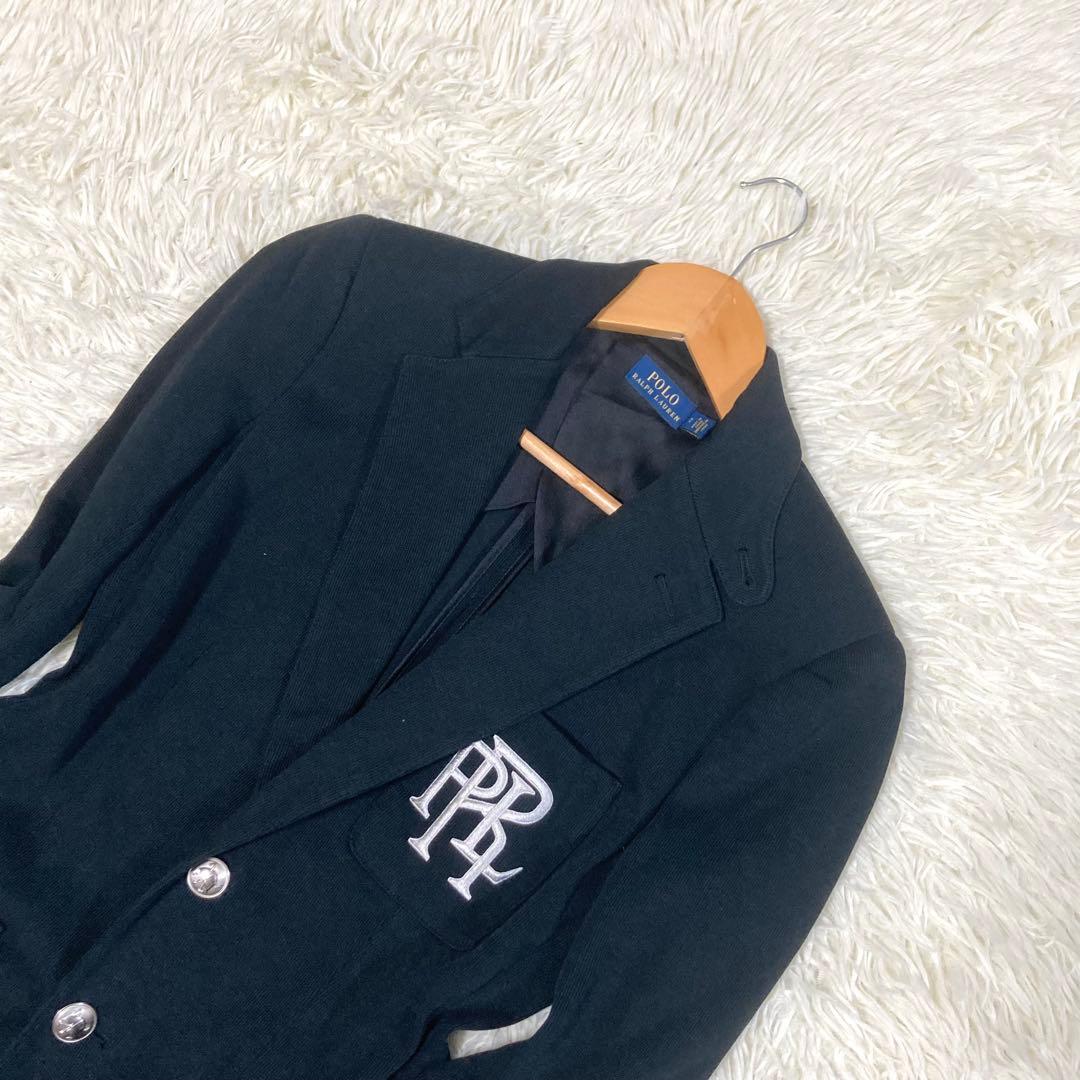 ポロラルフローレン　テーラードジャケット　PRLロゴ刺繍　エンブレム　現行　黒