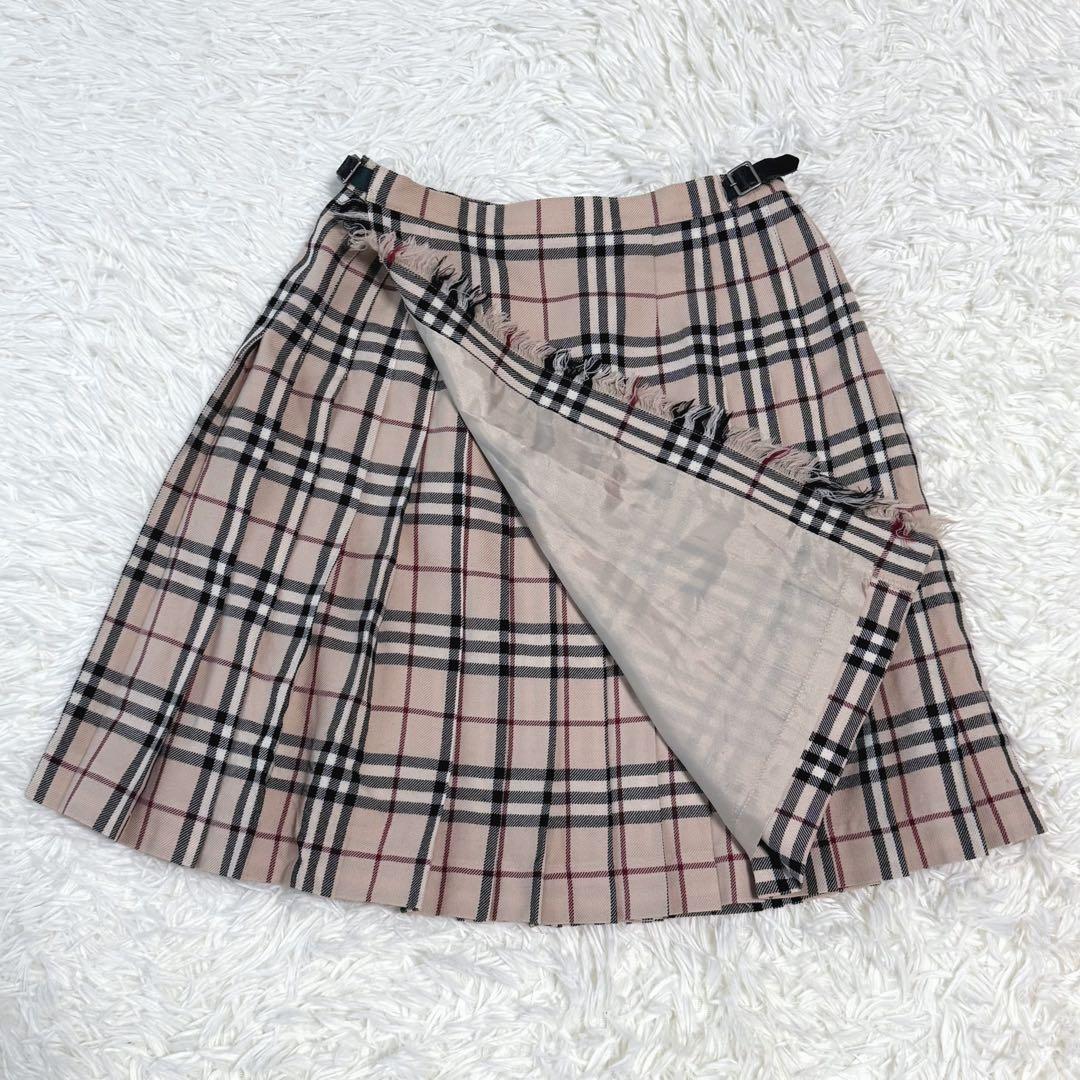 【極美品】バーバリーロンドン プリーツスカート ノバチェック 三陽商会 ウール
