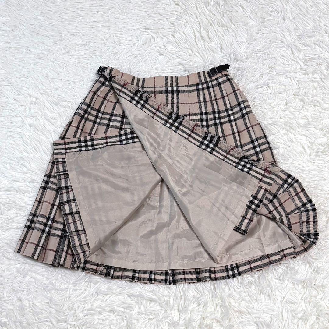 【極美品】バーバリーロンドン プリーツスカート ノバチェック 三陽商会 ウール