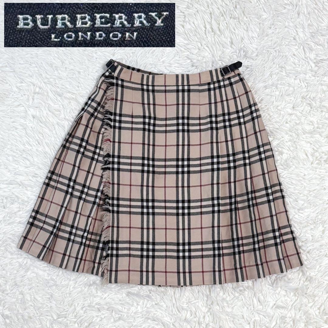 【極美品】バーバリーロンドン プリーツスカート ノバチェック 三陽商会 ウール
