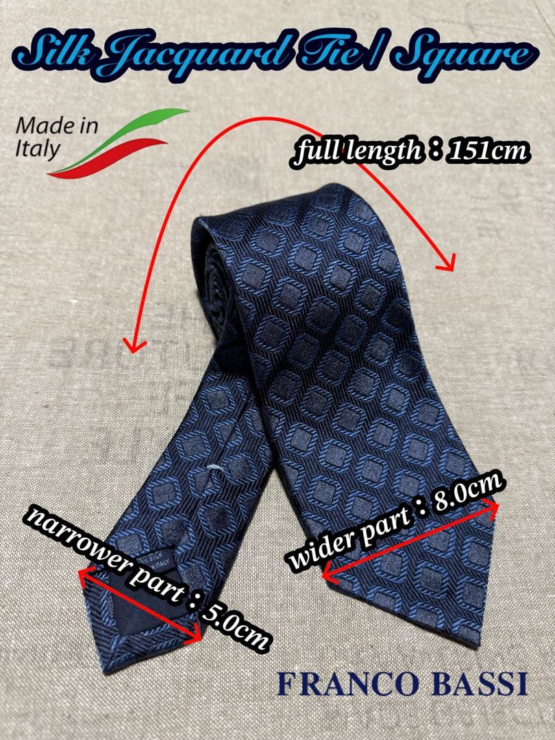 FRANCO BASSI／フランコバッシ／ジャガードタイ／スクエア／小紋柄