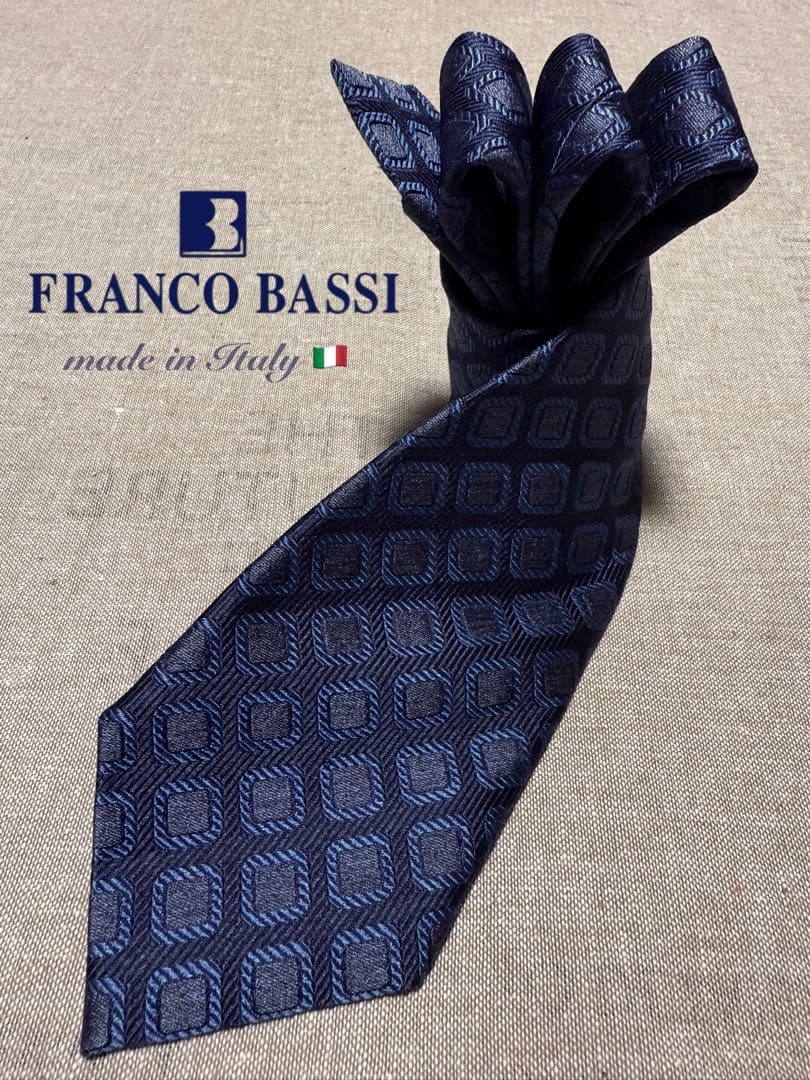 FRANCO BASSI／フランコバッシ／ジャガードタイ／スクエア／小紋柄