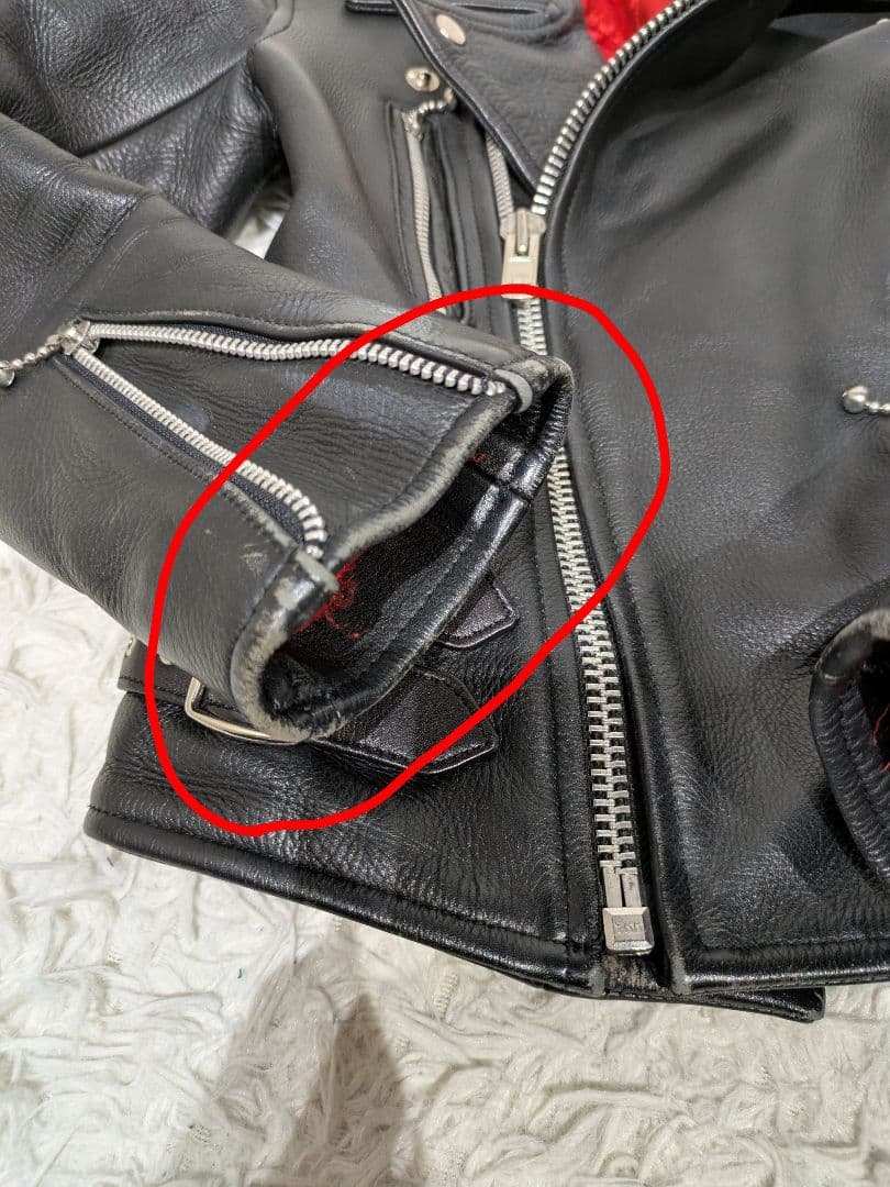 COWHIDE 本革 ライダースジャケット レディース スカル　黒