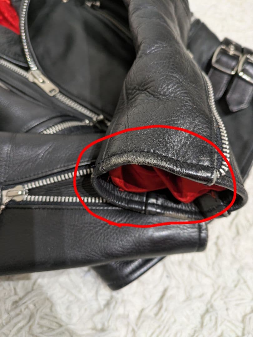 COWHIDE 本革 ライダースジャケット レディース スカル　黒