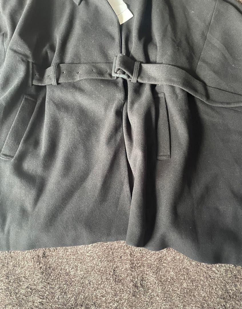 【新品未使用】アンティカ/KINU./進化系フード付きポンチョコート/ワイド/黒